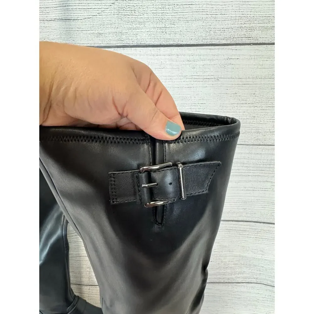 Vince Camuto Women's Black Abrila Lug Over The Knee Boots Size 7 WIDE CALF